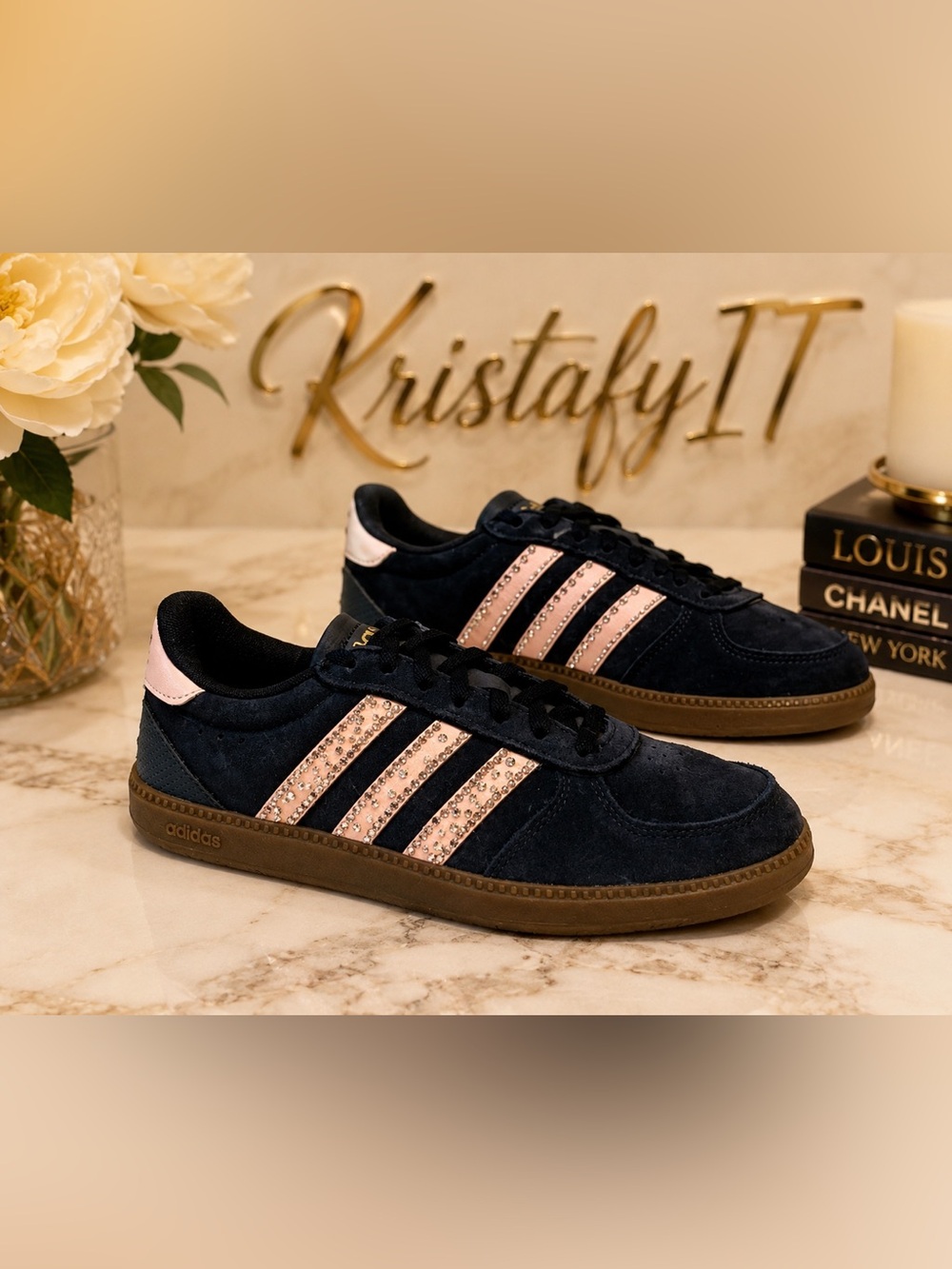 Adidas Breaknet Sleek Navy Blush Crystal Sneakers NWT Sz 8.5 Suede